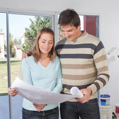 Couple looking at plans