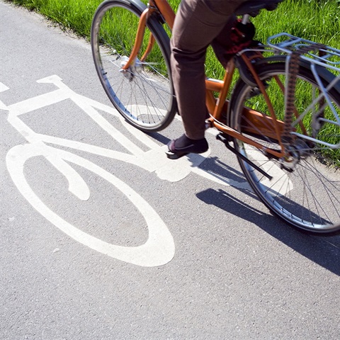 Image of bike riding on a cycleway path.